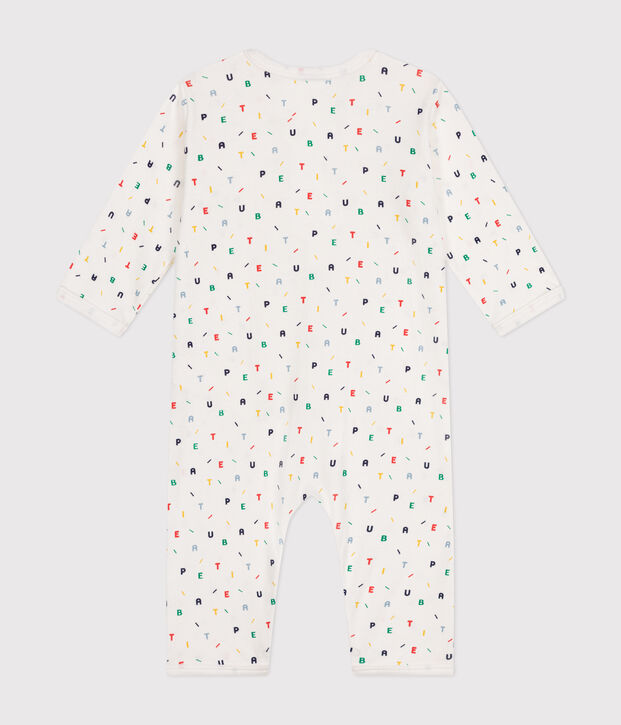 Katoenen babypyjama zonder voetjes wit/multicouleur