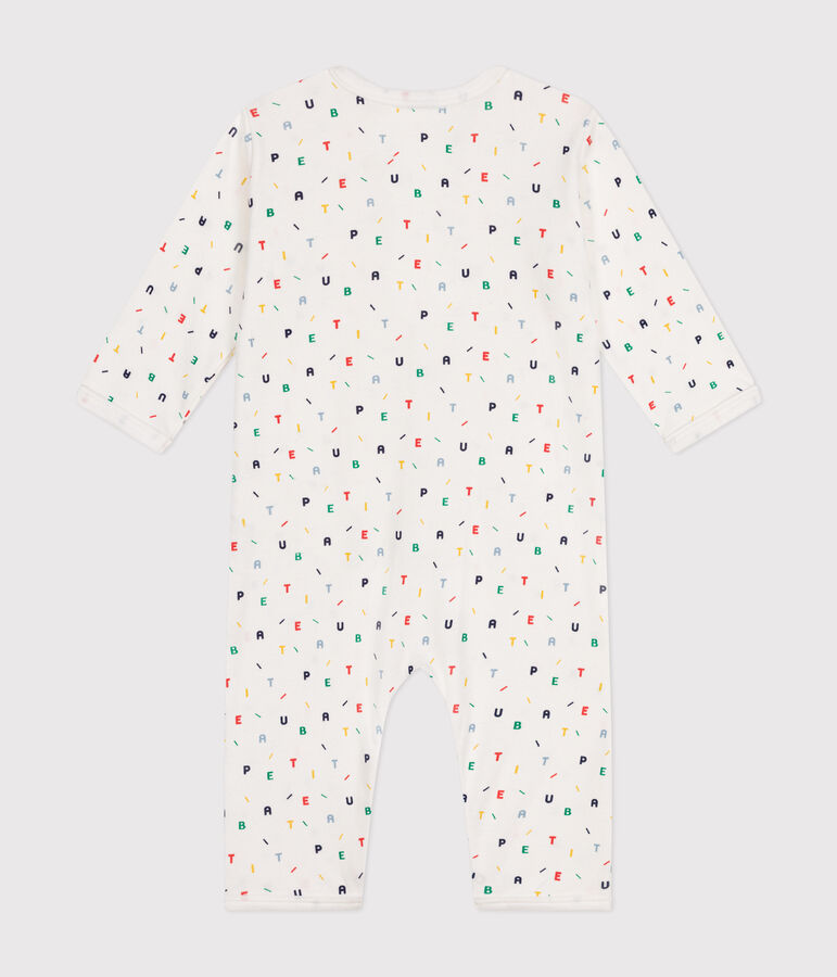 Katoenen babypyjama zonder voetjes wit/multicouleur