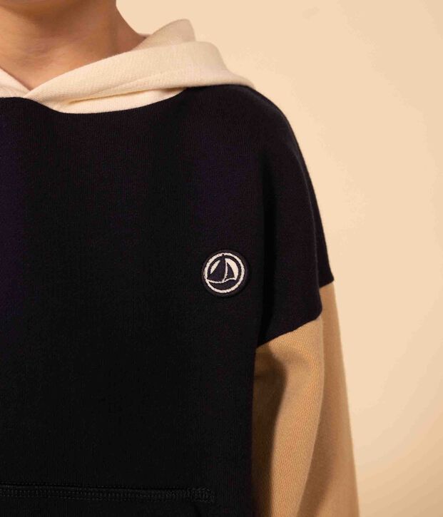 Sweatshirt met kap voor jongens blauw/multicouleur