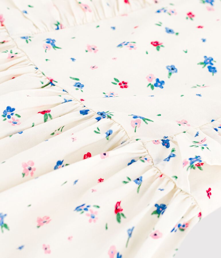Katoenen kinderjurk zonder mouwen met bloemenprint wit/multicouleur
