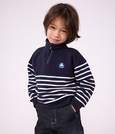 Katoenen sweatshirt met strepen en schipperskraag voor kinderen