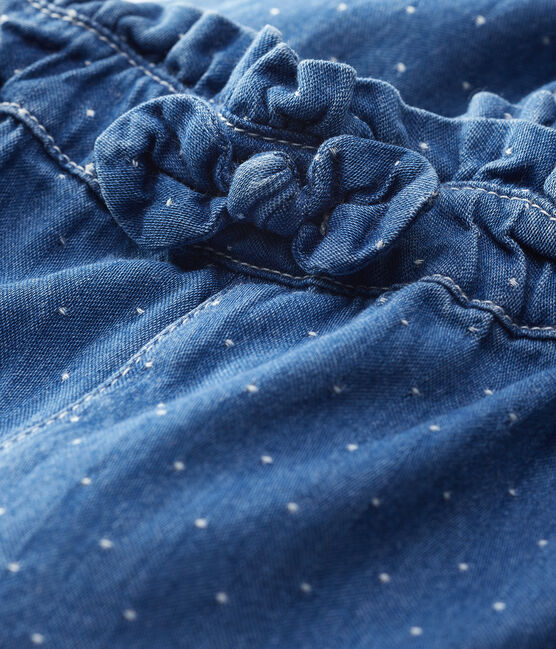 Pantalon en denim clair à pois bébé fille bleu DENIM CLAIR