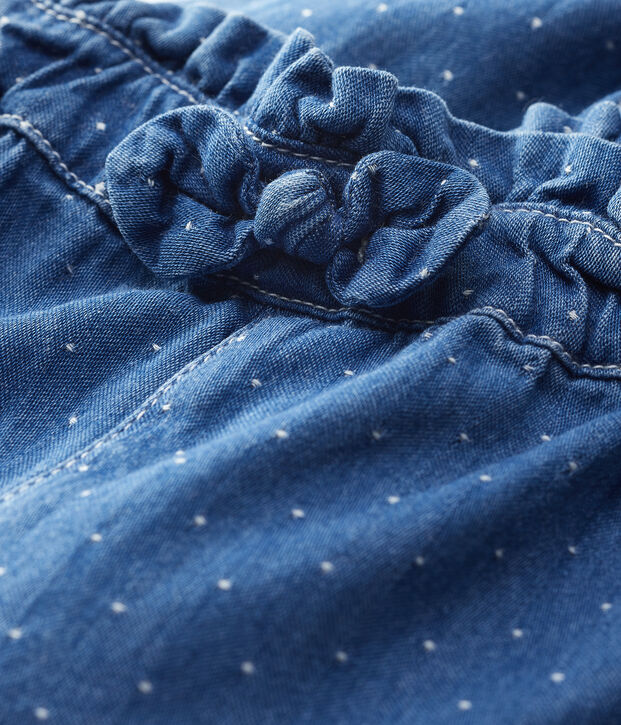 Pantalon en denim clair &agrave; pois b&eacute;b&eacute; fille bleu