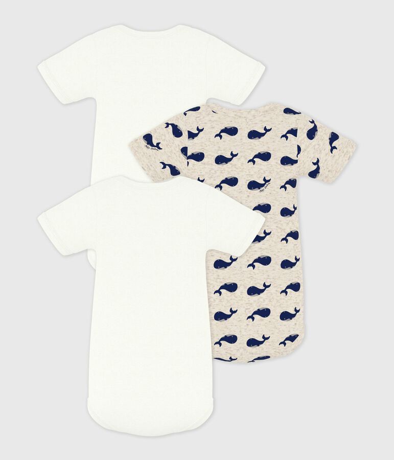 Lot de 3 bodies manches courtes baleines en coton multicouleur
