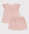 Ensemble bébé en gaze de coton unie rose SALINE