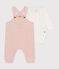 Babysetje met salopette van velours roze SALINE