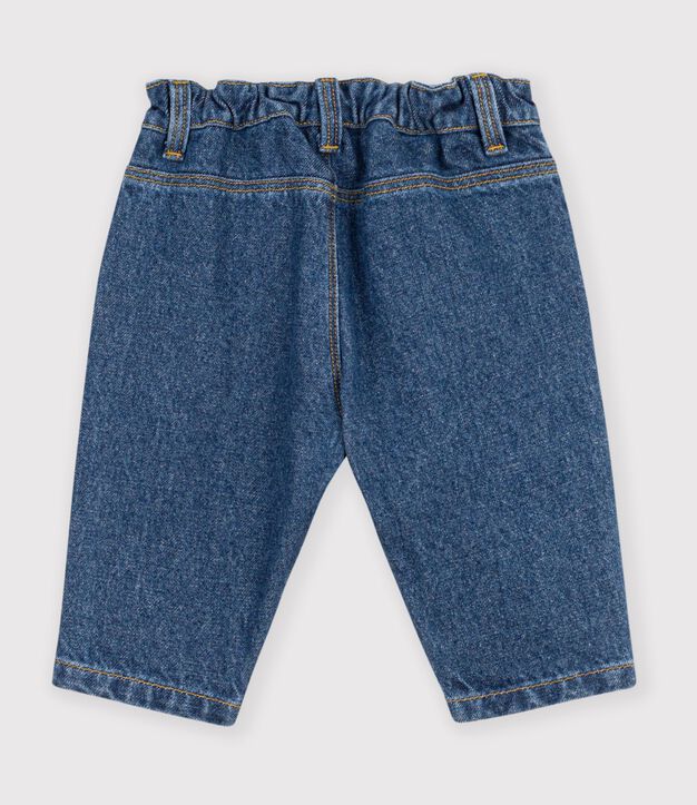 Effen spijkerbroek met geborduurd hartje voor baby's blauw