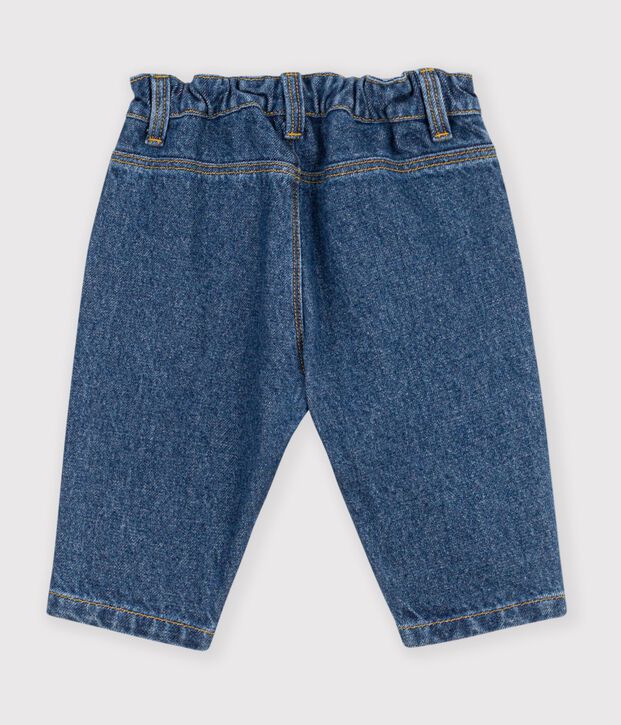 Effen spijkerbroek met geborduurd hartje voor baby's blauw