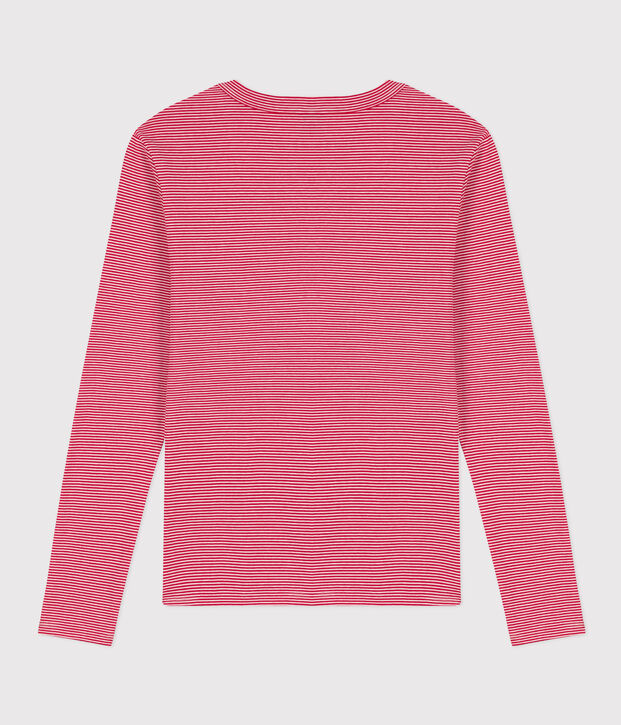 Tee-shirt L'ICONIQUE col rond en coton Femme rouge/blanc