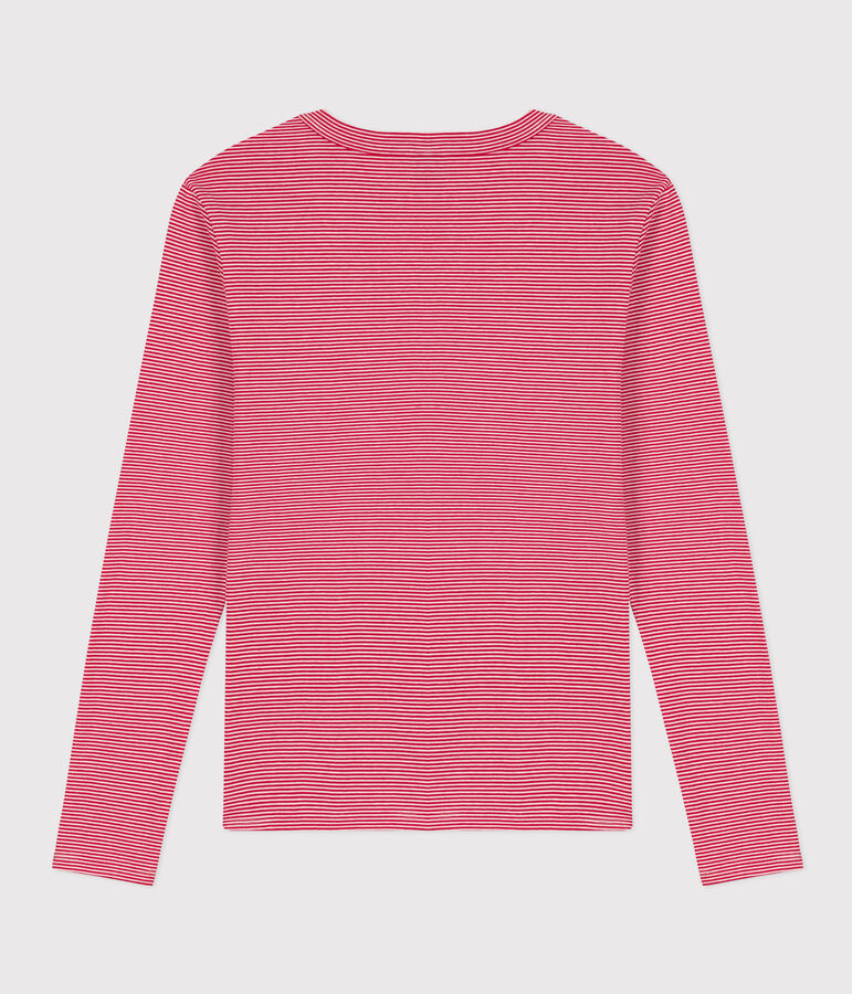 Tee-shirt L'ICONIQUE col rond en coton Femme rouge CORRIDA/blanc MARSHMALLOW