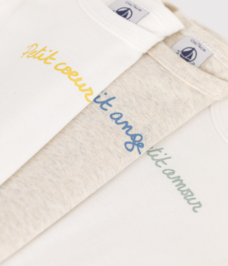Lot de 3 bodies manches longues message en coton b&eacute;b&eacute; variante 1