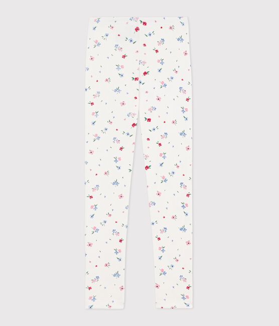 Legging van katoen met bloemenprint voor kinderen wit MARSHMALLOW/wit MULTICO
