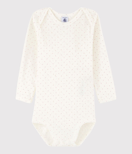 Body manches longues bébé fille blanc MARSHMALLOW/rose CHARME