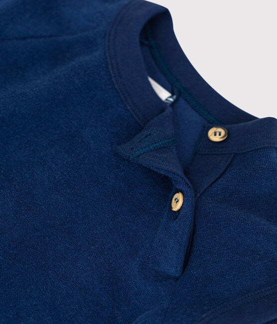 Combinaison courte bébé en bouclette éponge bleu MEDIEVAL