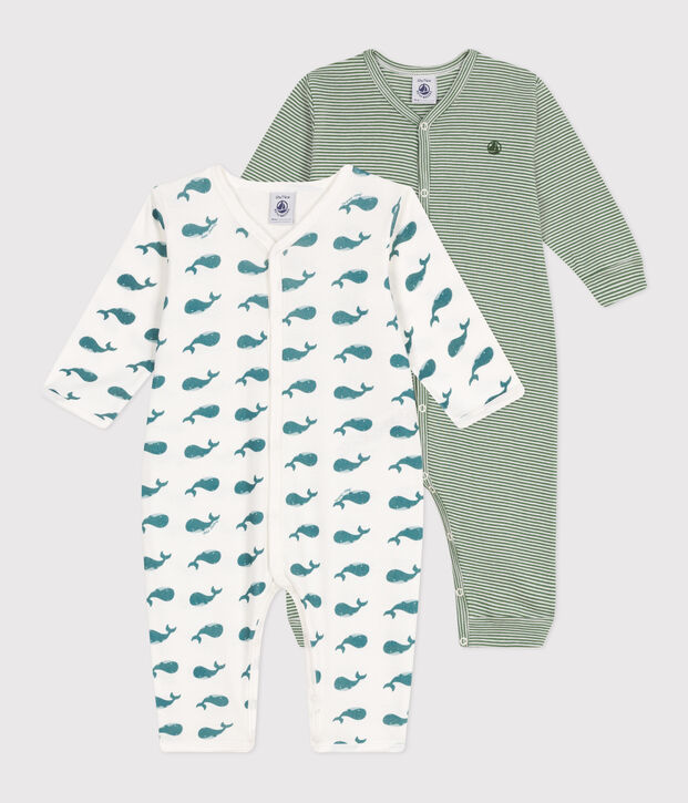 Setje met 2 katoenen babypyjama's zonder voetjes met print multicouleur