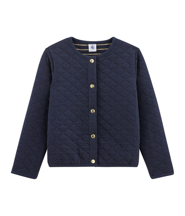 Cardigan van gewatteerde tubic meisjes kinderen blauw/geel