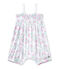 Combicourt bébé fille à smocks imprimé blanc ECUME/rose ROSE/ MULTICO