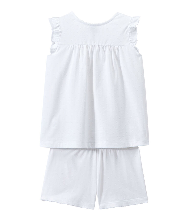 Pyjacourt petite fille en coton fin blanc