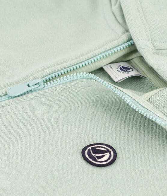 Sweatshirt met rits en kap in fleece voor jongens groen HERBIER