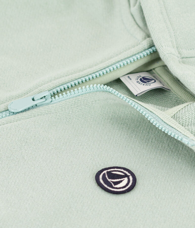 Sweatshirt met rits en kap in fleece voor jongens groen