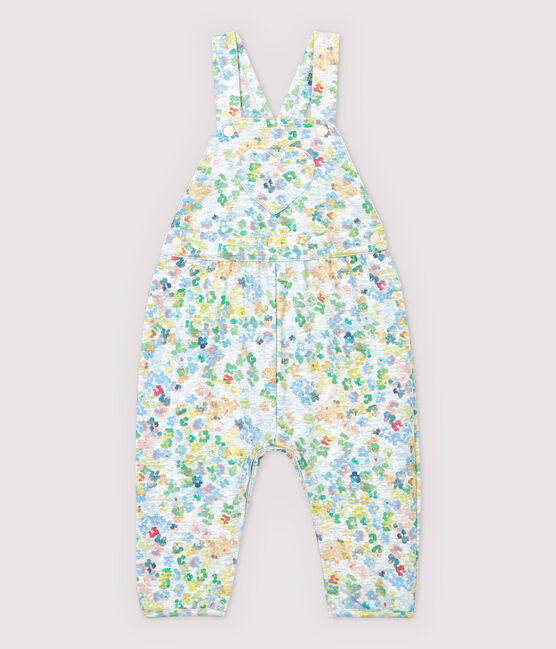 Salopette en molleton bébé fille. gris POUSSIERE/blanc MULTICO
