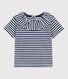 Gevlamde en gestreepte blouse met korte mouwen in jersey voor baby's