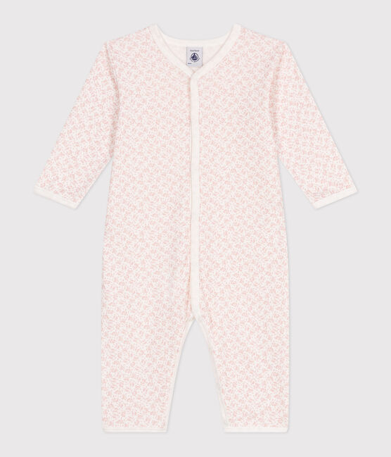 Pyjama bébé en coton sans pieds fleuri MARSHMALLOW/ PANTY