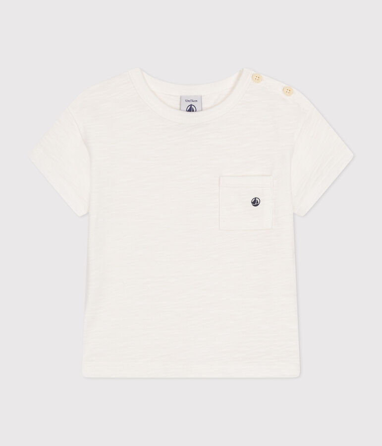Tee-shirt manches courtes en jersey flamm&eacute; b&eacute;b&eacute; blanc