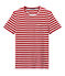 Heren-T-shirt met tweekleurige streepjes rood TERKUIT/wit MARSHMALLOW
