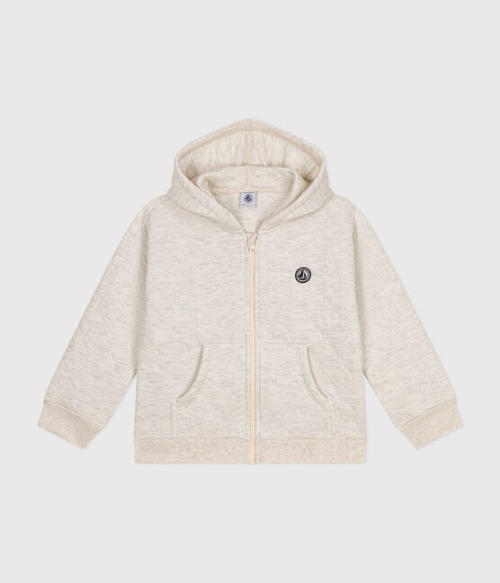 Sweatshirt zippé à capuche en tubique matelassé enfant fille / garçon beige MONTELIMAR CHINE