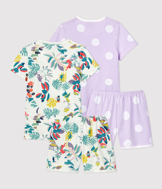 Lot de 2 pyjacourts pois et jungle petite fille en coton variante 1