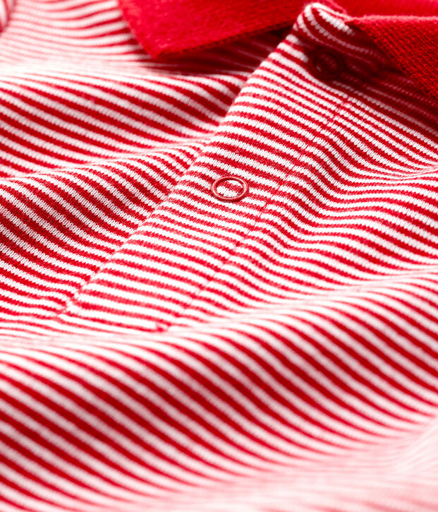 Body col polo en coton manches courtes b&eacute;b&eacute; gar&ccedil;on rouge/blanc