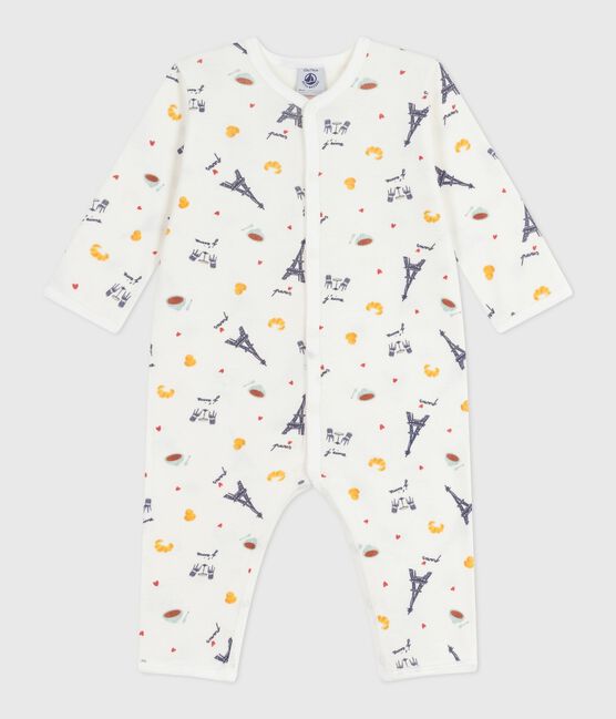 Pyjama bébé en coton sans pieds imprimé Paris blanc MARSHMALLOW/blanc MULTICO