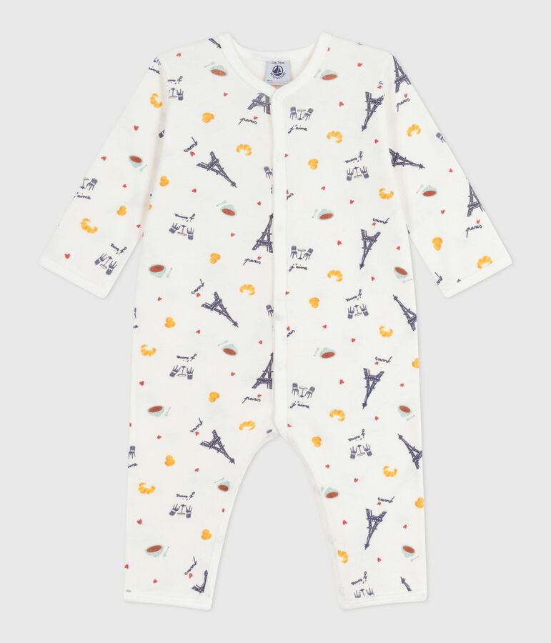 Pyjama b&eacute;b&eacute; en coton sans pieds imprim&eacute; Paris blanc/multicouleur