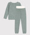 Pyjama uit badstof met milleraiesprint voor kleine meisjes en jongens groen VALLEE/wit MARSHMALLOW