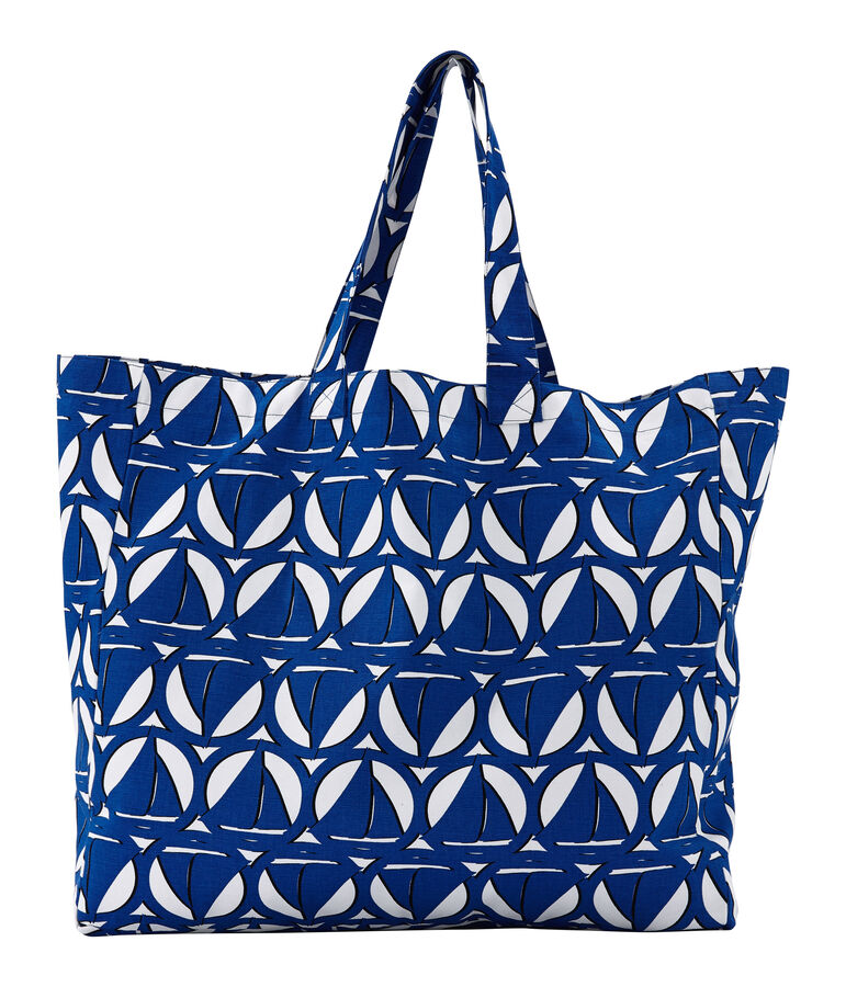 Maxi tas in canvas wit LAIT/blauw PERSE/ MULTICO