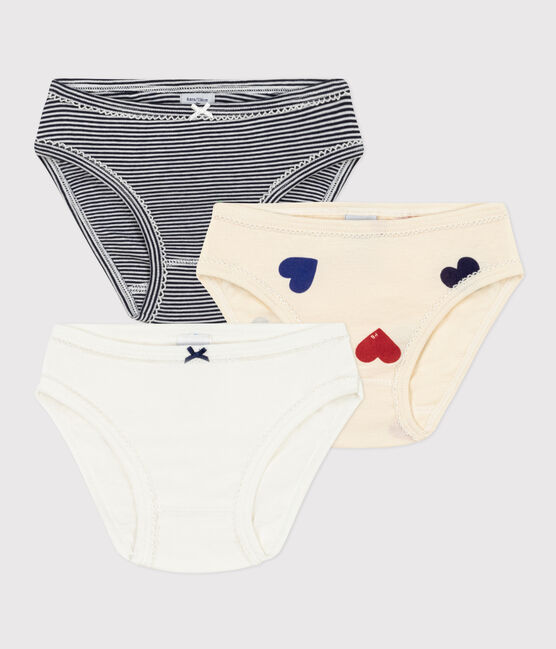 Set van 3 katoenen meisjesslips met hartjes variante 1