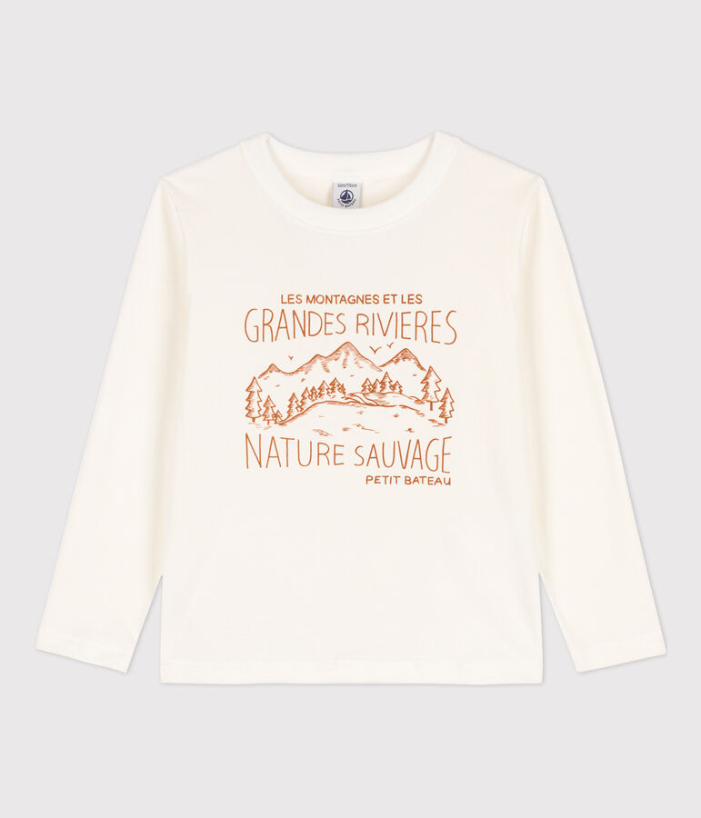 Tee-shirt manches longues imprim&eacute; enfant gar&ccedil;on blanc