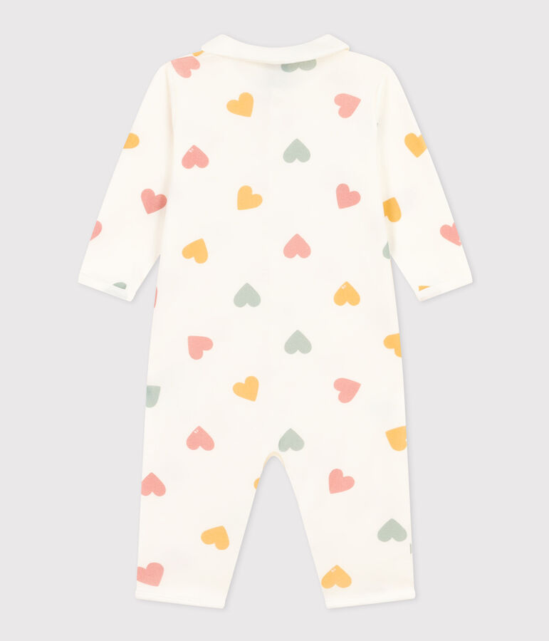 Katoenen babypyjama zonder voetjes met hartjes in allerlei kleuren wit/multicouleur