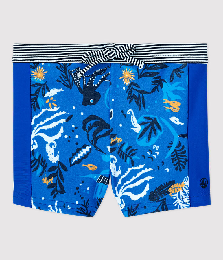 Milieuvriendelijk zwemshort babyjongen blauw SURF/wit MULTICO