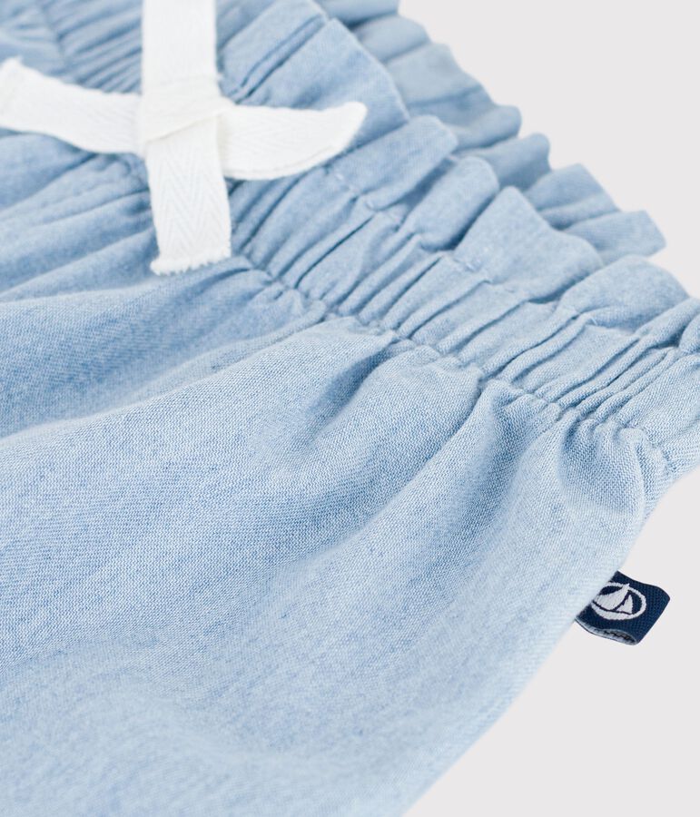 Babybroekje van chambray blauw