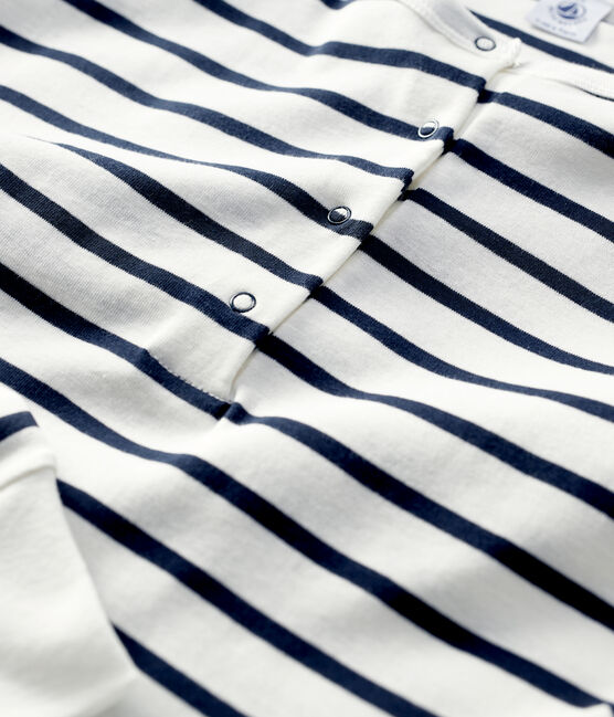 Katoenen marinière Dames t-shirt met Tunesische hals wit MARSHMALLOW/blauw SMOKING