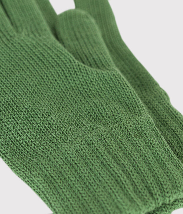 Gants enfant en tricot unies vert