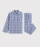 Pyjama à carreaux petit garçon en twill bleu MEDIEVAL/blanc MARSHMALLOW
