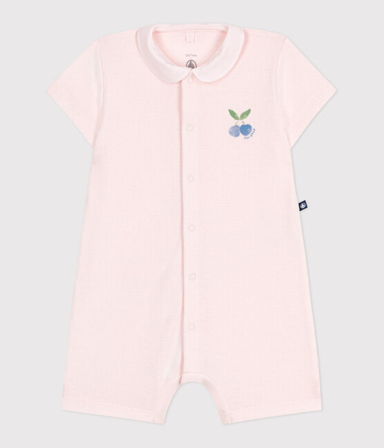 Combicourte bébé en coton et son col claudine rose FLEUR