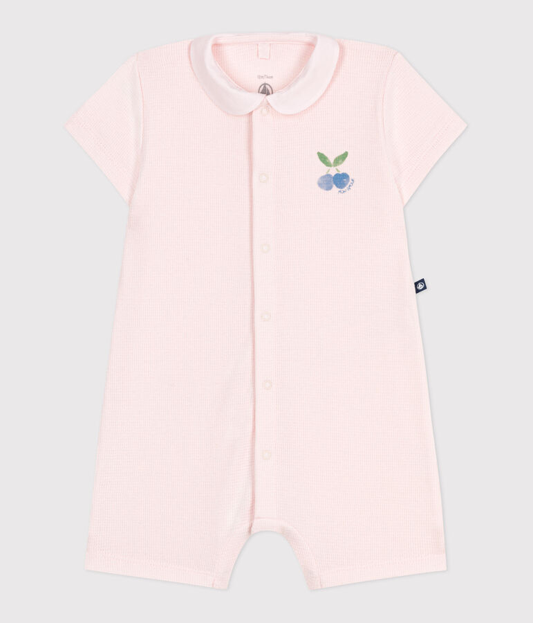Kort katoenen babypakje met henleykraagje roze