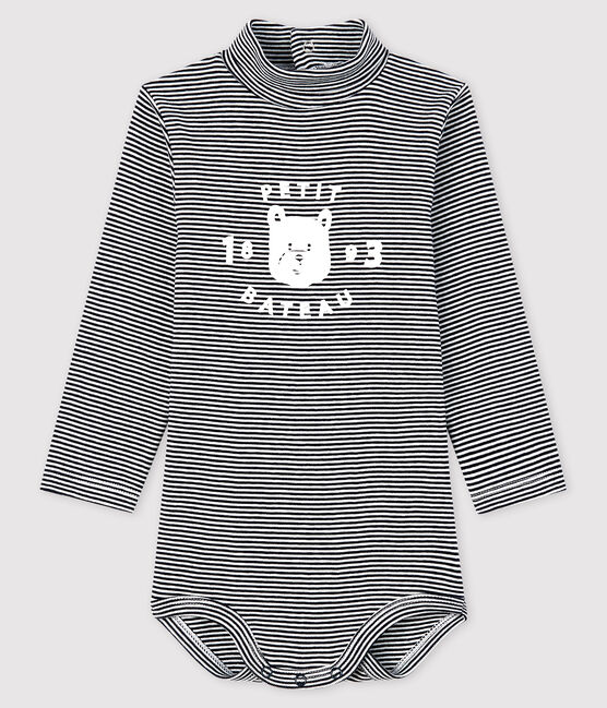 Body met lange mouwen en opgerolde kraag baby blauw SMOKING/wit MARSHMALLOW
