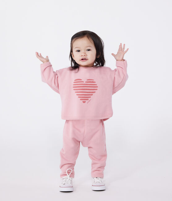 Sweat bébé en coton uni rose CHARME
