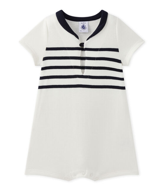 Kort pakje met korte mouwen voor babyjongens wit MARSHMALLOW/blauw SMOKING