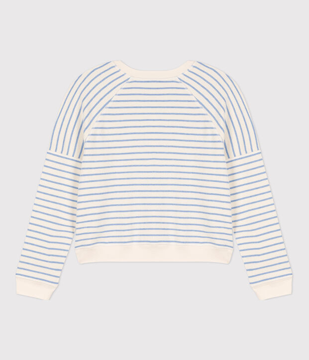 Katoenen sweatshirt voor dames ecru/blauw